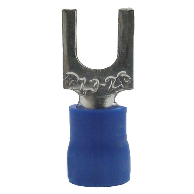 Terminal Cobre Estanhado a Compressão Garfo Pre-Isolado 1,50-2,50 mm² com 1 Furo M5 Azul