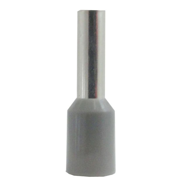 Terminal Cobre Estanhado a Compressão Pino Tubular (Ilhos) Pre-Isolado 2,50 mm² Cinza