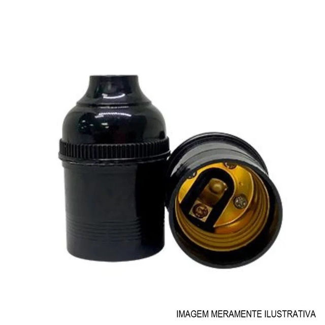 Soquete PVC Pendente sem Rabicho para Lâmpada E27 Preto