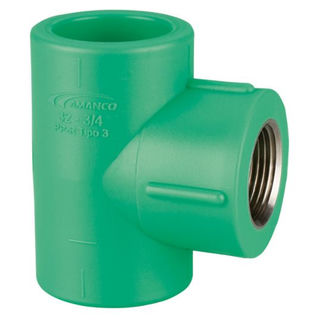 Te Fêmea/Fêmea/Fêmea com Inserto Metálico 25 mmX3/4P PPR Verde Água Quen