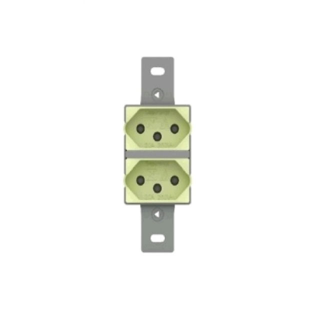 Tomada NBR 2P+T Dupla Embutir 20A/250VCA Fosforescente Linha Tradicional sem Placa (P/ Condulete)