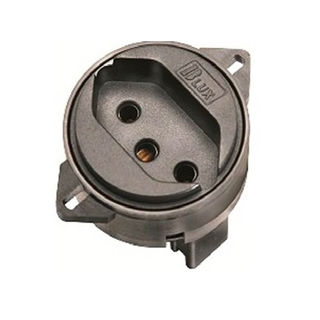 Tomada Embutir NBR 2P+T Embutir Piso Redonda sem Haste 10A/250VCA sem Placa Preta