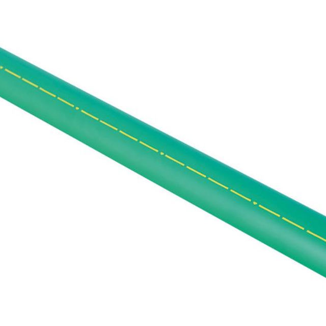 Tubo PPR PN20 32 mmX3 M Verde Linha Amarela Água Quente
